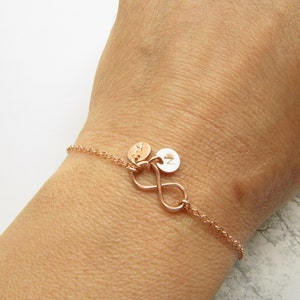 Rose Gold INFINITY Bracelet • Rose Gold Initial Bracelet • Personalized Bracelet • Personalized Gift • Together Forever Bracelet