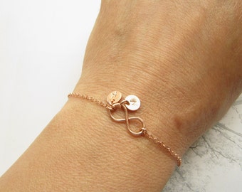 Rose Gold INFINITY Armband • Rose Gold Initial Bracelet • Gepersonaliseerde Armband • Gepersonaliseerde Gift • Together Forever Armband