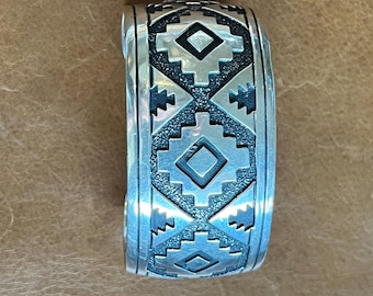 Navajo Bracelet by Gary Reeves, Sterling and Carico Lake Turquoise