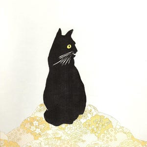 Billy Looking Out The Window - Cat Linocut Print - Lino Cut, Original Print