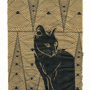 Original &quot;Deco Billy&quot; Linocut Print, Lino Cut, Original Print on Art Deco Lokta paper
