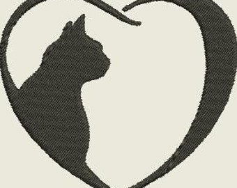 Cat Heart  Embroidery Design - Digital Download