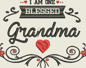 Blessed Grandma Embroidery Design - Digital Download