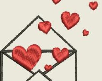 Mailing Hearts Valentine Embroidery Design - Digital Download