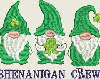 Shenanigan Crew Gnome St Patricks Embroidery Design - Digital Download