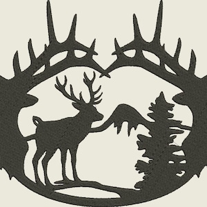 Embroidery Digital Download - Elk Scene 2 Design - Instant Download - Multiple File Formats - No Physical Items - Embroidery Machine Use