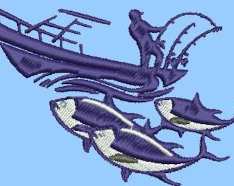 Ocean Fishing Embroidery Design - Digital Download