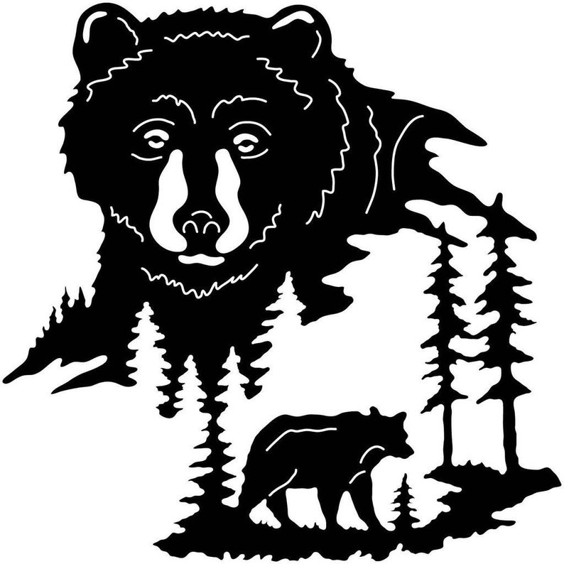 Bear Scene Embroidery Design Digital Download image 1