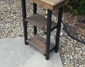 Rustic Dark Walnut Stained Primitive Kettle Black Sofa Console Entry Hall ACCENT Table Book Shelf Bookcase 11x24x34h Custom Sizes Colors
