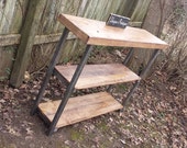 CONSOLE TABLE Rustic BOOKCASE Sofa Reclaimed Wood Entryway Lamp Table Shelving Hammered Bronze Special Walnut 14x54x40 quot h Custom Sizes Colors