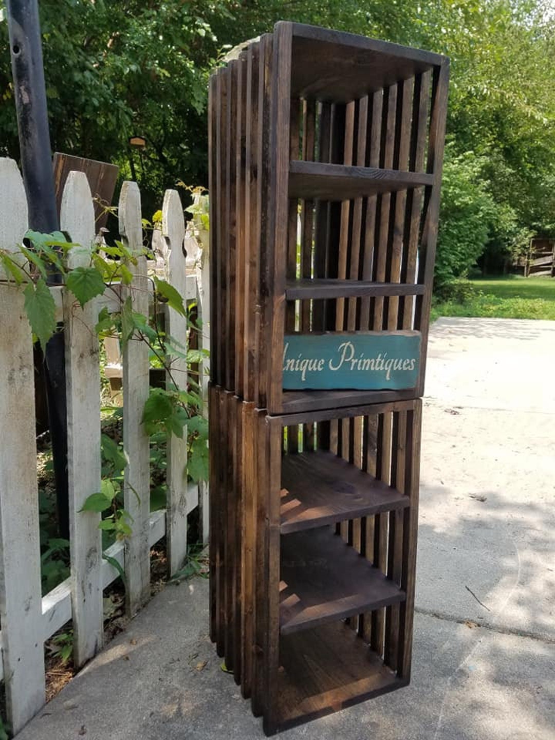 Rustic FARMHOUSE BOOKCASE CRATE Box Lot of Two W Dividers Reclaimed ...