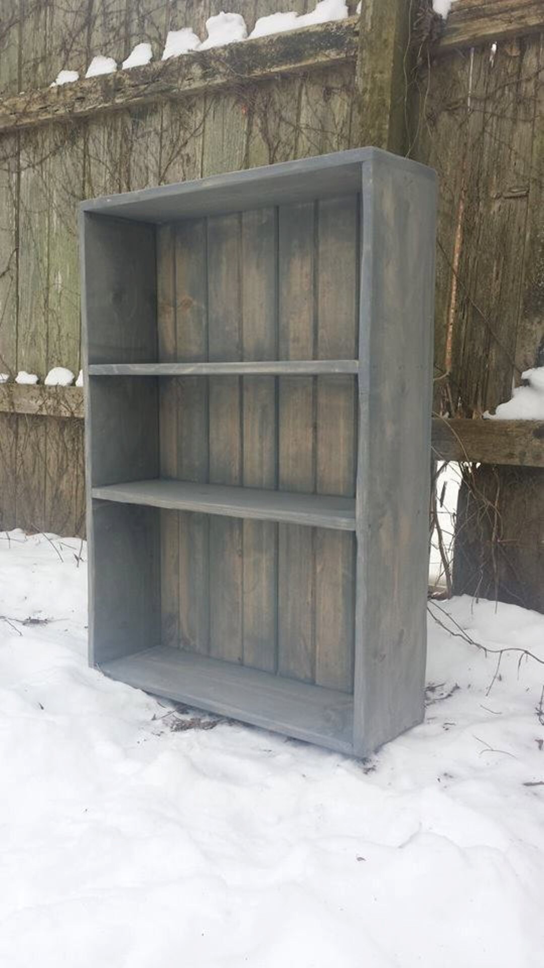 Rustic gray bookcase discount