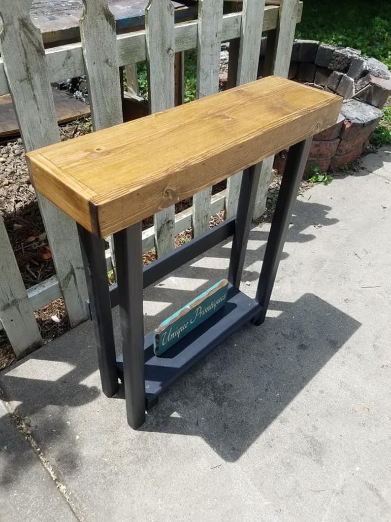 Small Rustic Table Storage Shelf TALL Skinny Sofa Bathroom Etsy