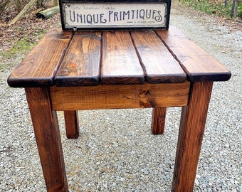 SQUARE FARMHOUSE TABLE Rustic Farm House Wood Kitchen Table Beach Home Cabin Decor Farmhouse Custom Sizes Colors Solid Sturdy Unique