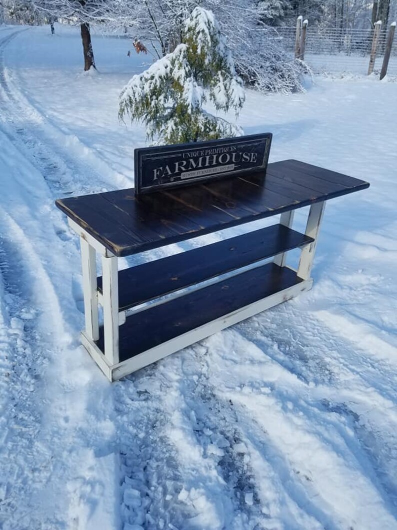 Rustic KITCHEN ISLAND BAR Tall Table Work Bench W/7 Etsy