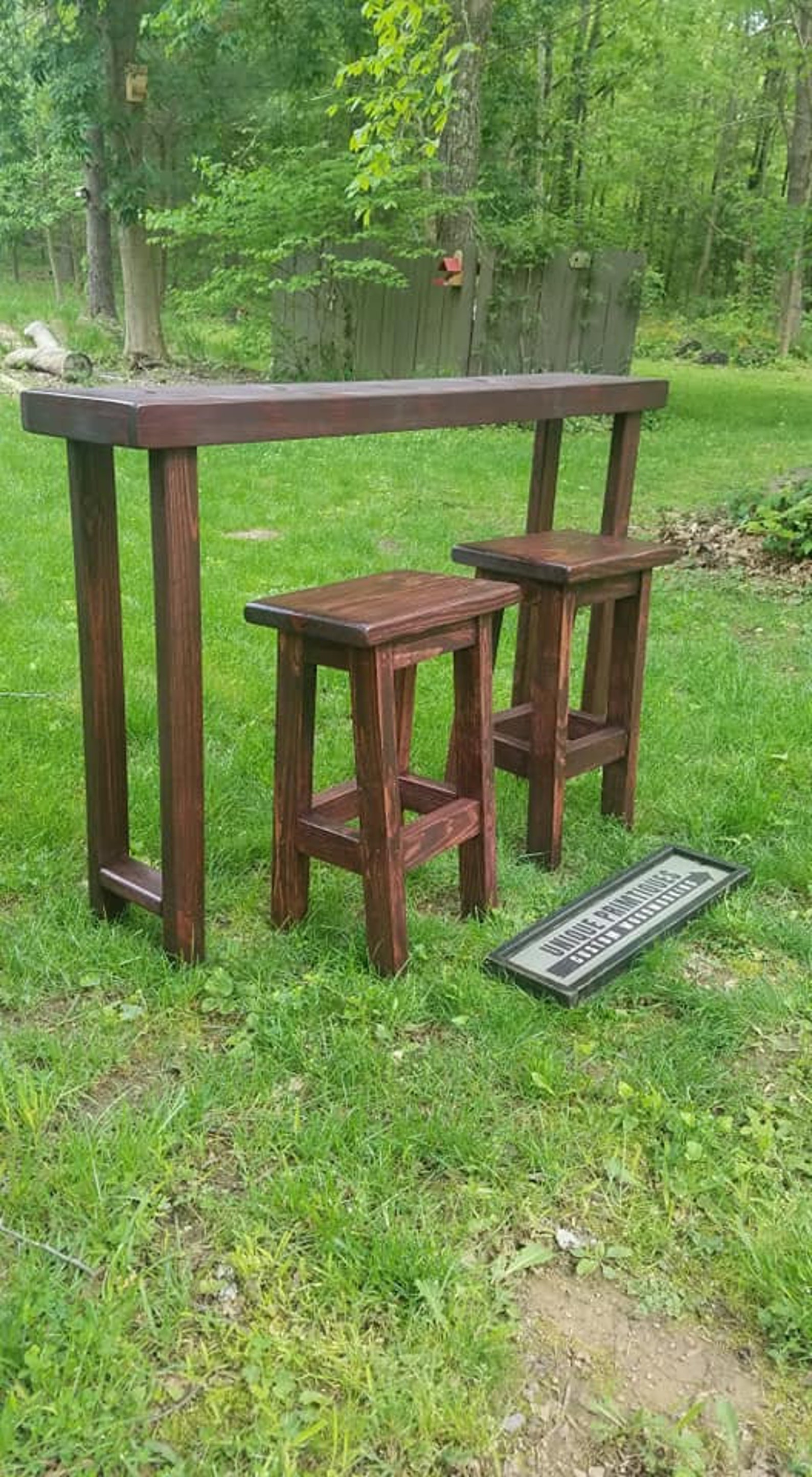 RUSTIC SOFA BAR Table With Two Bar Stools Reclaimed Woods Hand Etsy