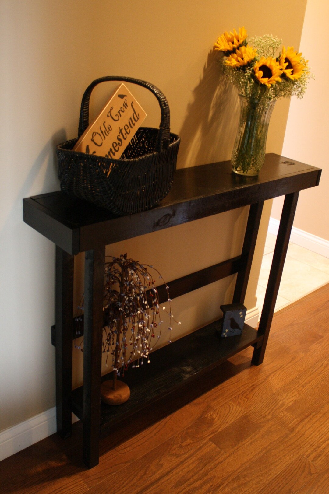 RUSTIC ACCENT TABLE Entry Lamp Entryway Hall Sofa Console Table Coastal ...