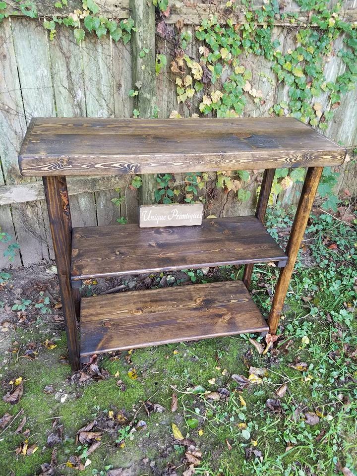 RUSTIC CONSOLE TABLE Bookcase Sofa Entryway Hall Entry Shelving Shelf ...