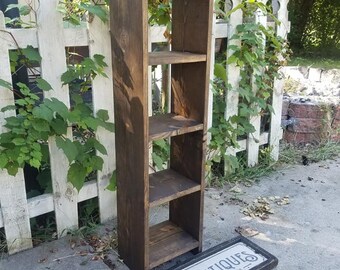 RUSTIC FARMHOUSE LADDER Bookcase Farm House Shelving Reclaimed Wood Stands Alone Storage Bookshelf Custom Sizes Colors Jewelry Shelf Unique