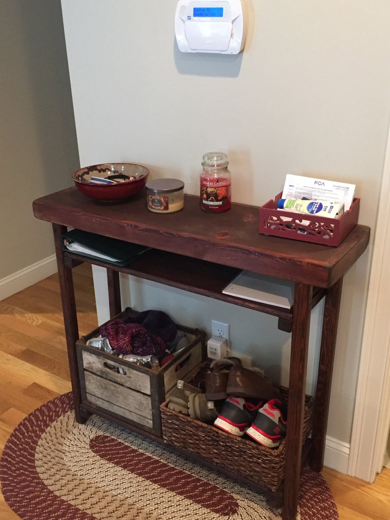 View of Rustic Primitive Reclaimed Wood SOFA Hall Console Accent Table - Etsy