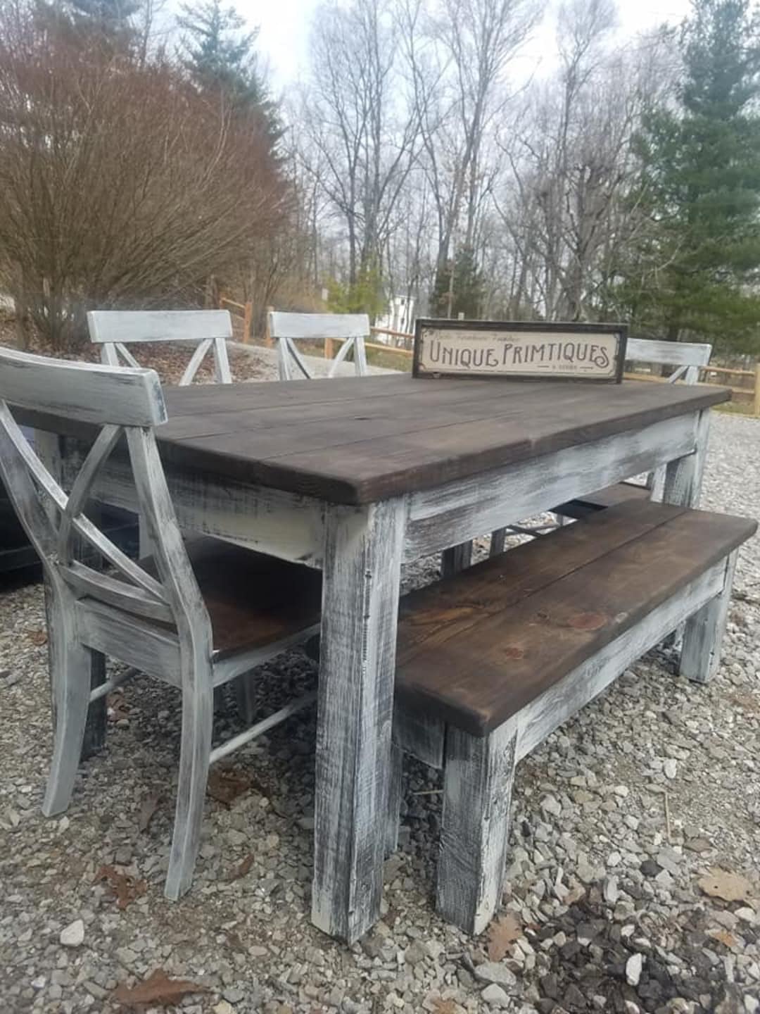 Rustic FARMHOUSE TABLE 6-piece SET Wood Farm House Kitchen Dining Chairs  Bench Table Reclaimed Salvaged Custom Sizes Colors Solid \u0026 Sturdy - Etsy, image size:1080x1440