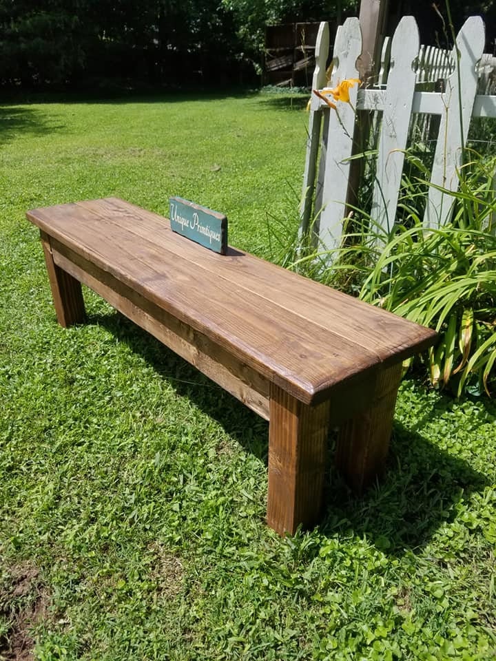 RUSTIC Wood Farmhouse BENCH Primitive Farm House Indoor Outdoor Kitchen ...