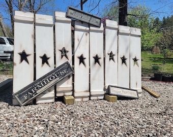RUSTIC WOOD SHUTTERS Primitive Country Farmhouse Star Cutout Custom Sizes & Colors Distressed By Unique Primtiques Indoor Outdoor Home Decor