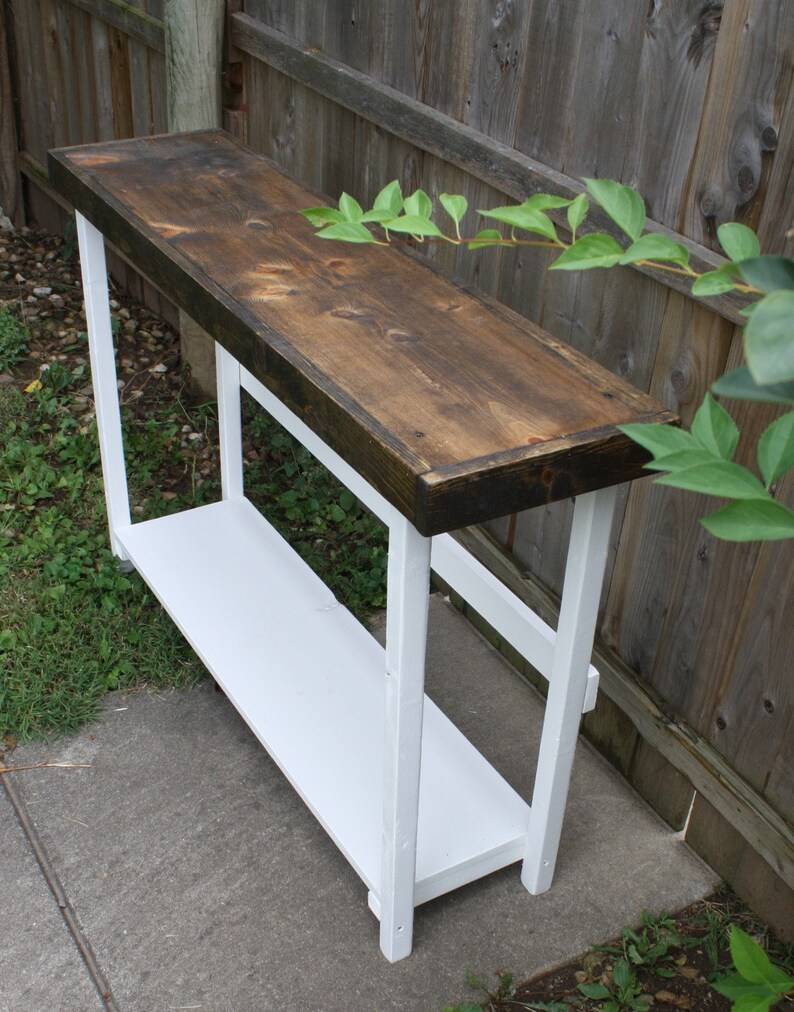 RUSTIC Console TABLE Sofa Accent Entryway Hall Unique Primtiques Dark ...