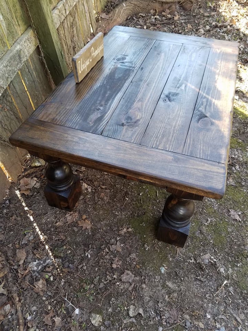 Turned Leg COFFEE TABLE Solid Rustic Reclaimed Salvaged Wood Etsy