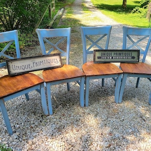 FOUR Beautiful Rustic Wood Malaysian Oak CHAIRS Solid Wood X-Back Style Kitchen Dining Room Seating Custom Colors Solid & Sturdy Unique