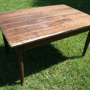 RUSTIC FARMHOUSE TABLE Reclaimed Wood Dark Walnut Turned Legs Primitive Farm House Country Living Dining Custom Colors Sizes Unique