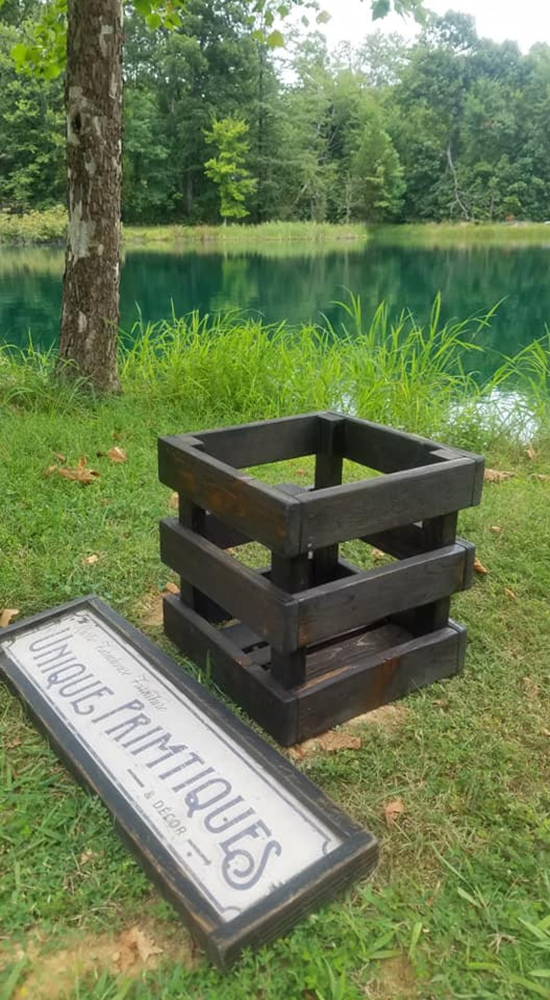 FARMHOUSE CRATE Rustic Reclaimed Wood Dark Walnut Farm House Wall Shelf ...