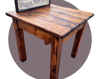 SQUARE FARMHOUSE TABLE Rustic Farm House Wood Kitchen Table Beach Home Cabin Decor Farmhouse Custom Sizes Colors Solid Sturdy Unique