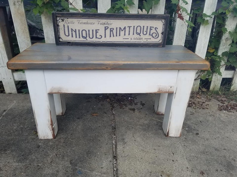 RUSTIC FARMHOUSE BENCH Farm House Mud Room Bench & Two Crates Lot ...