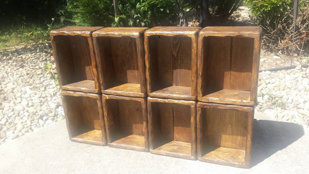 Rustic Reclaimed Wood Tray Box LOT OF EIGHT Candle Holder 71/4x91/4x4