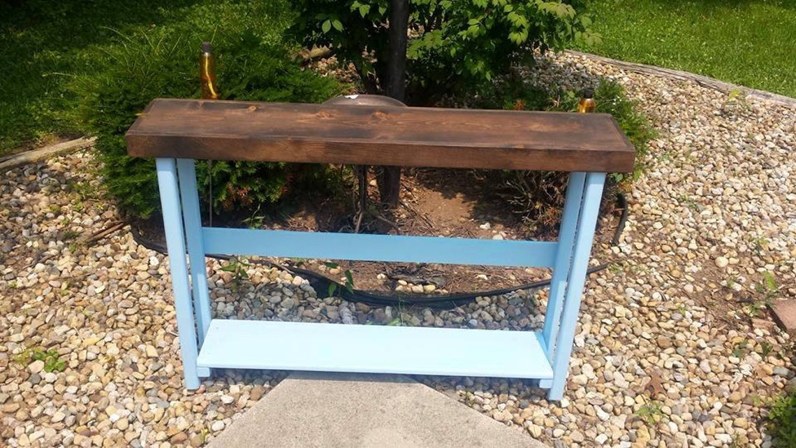 RUSTIC SOFA TABLE Console Entryway Hall Accent Unique Primtiques Dark ...