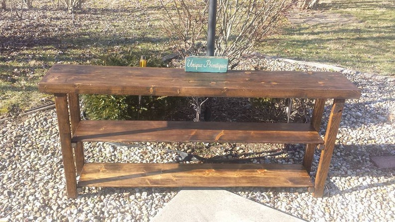 RUSTIC SOFA TABLE Console Bookcase Entryway Entry Hall Accent Dark ...