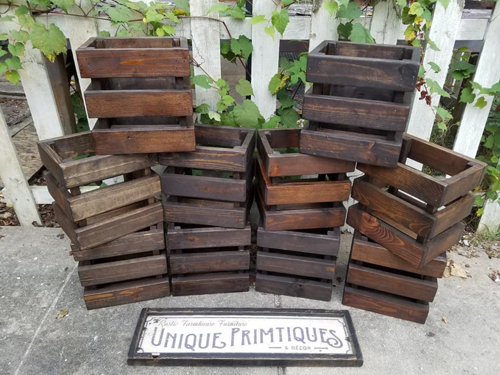 FARMHOUSE CRATE Rustic Reclaimed Wood Dark Walnut Farm House Wall Shelf ...