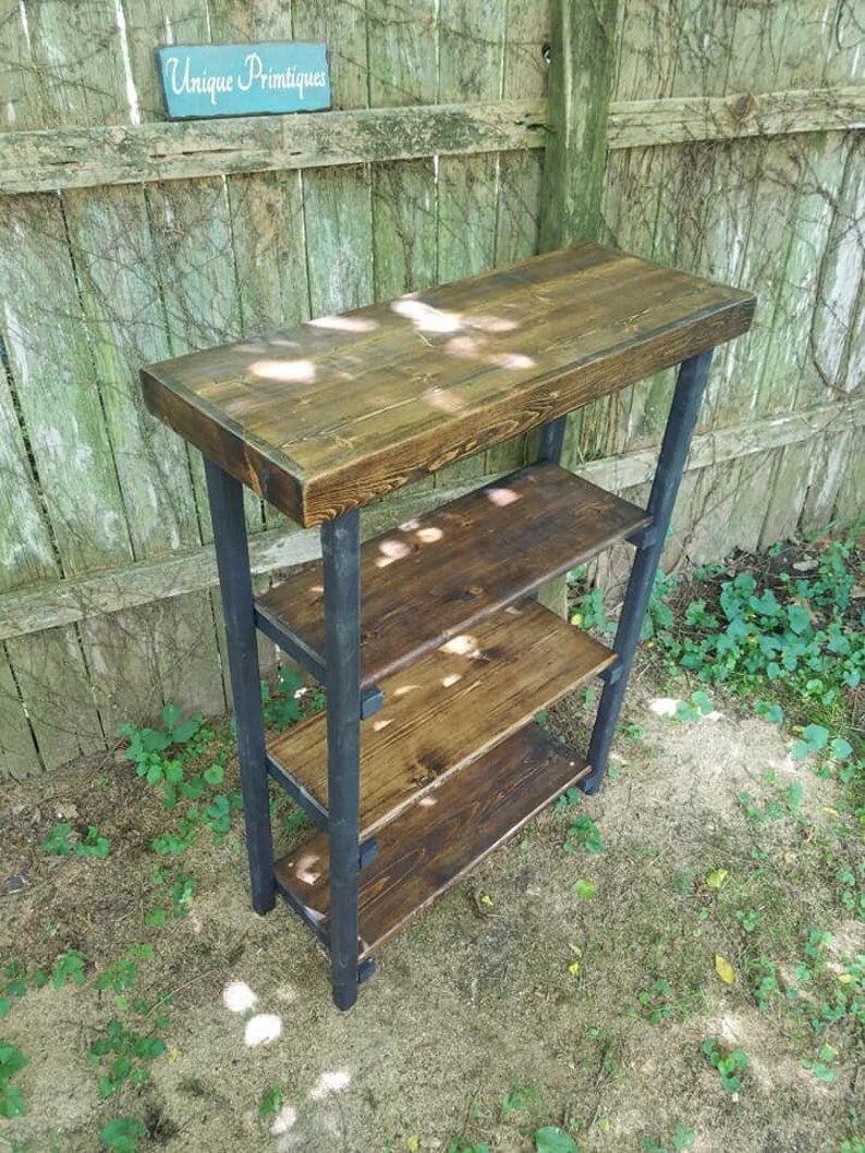 Rustic SOFA Hall Console Reclaimed Wood Table Book Shelf Etsy