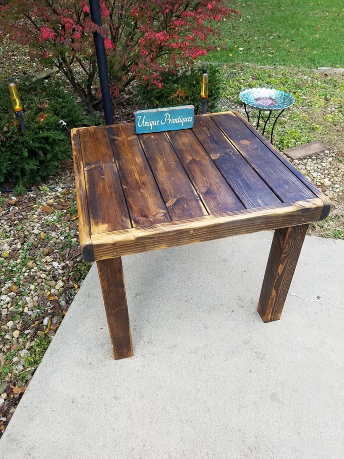 Rustic Square Reclaimed Wood Table Distressed Dark Walnut | Etsy
