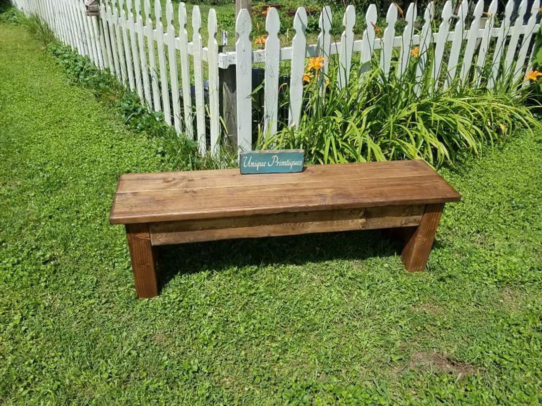 RUSTIC Wood Farmhouse BENCH Primitive Farm House Indoor Outdoor Kitchen ...