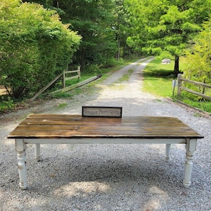 French Country Rustic Farmhouse TABLE Reclaimed Weathered White Salvaged Chunky Turned Legs Shabby Chic Farm House Kitchen Dining Table