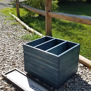 Rustic FARMHOUSE BOX CRATE W Dividers Bathroom Kitchen Wine Living Room Bedroom Storage Stackable Bookcase Custom Sizes Color Reclaimed Wood