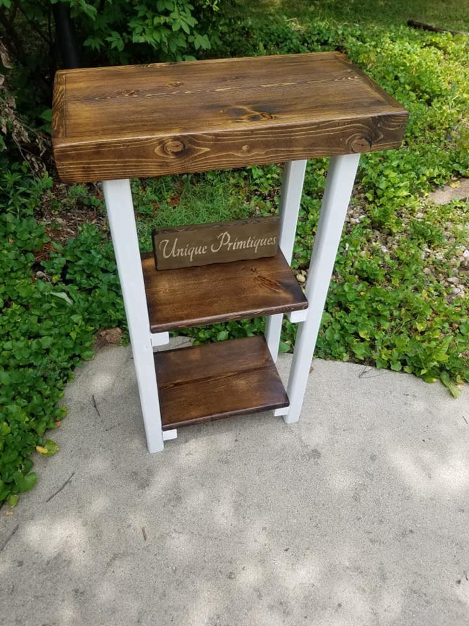 RUSTIC ACCENT TABLE Small Bookcase Shelving Entryway Entry Lamp Hall