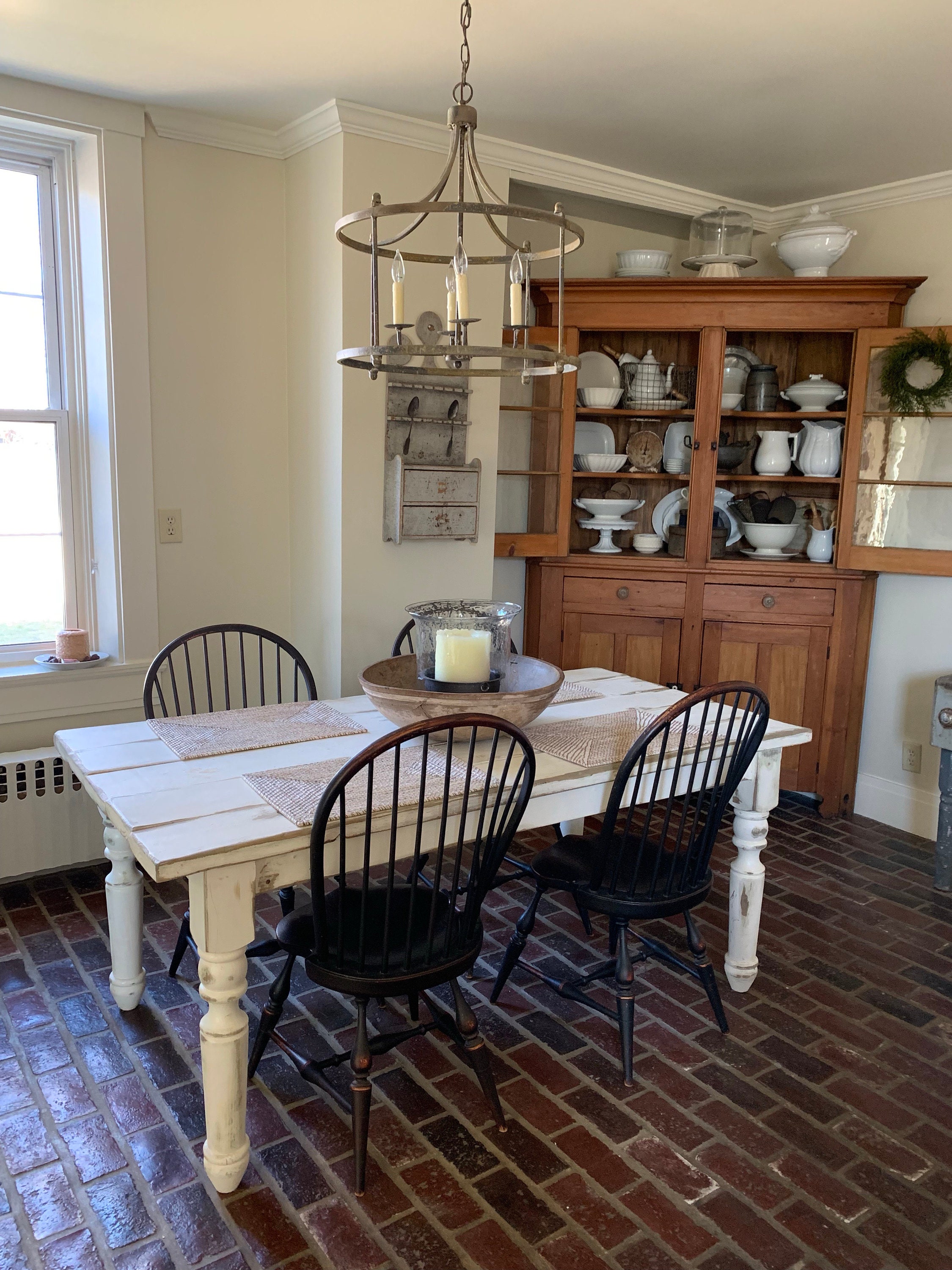 French Country Rustic Farmhouse TABLE Reclaimed Weathered White