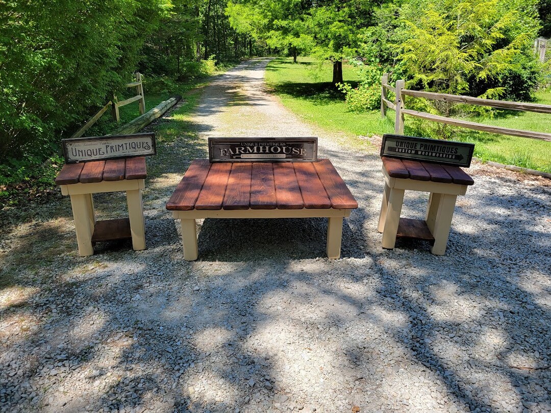 RUSTIC FARMHOUSE COFFEE End Table Set Farm House American Walnut ...