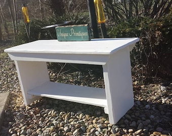 RUSTIC FARMHOUSE BENCH Farm House Reclaimed Wood Indoor Outdoor W/ Shelf In Custom Sizes Colors 15x36x18"h Mud Room Country Garden White