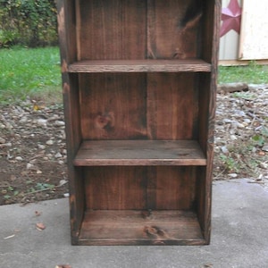 RUSTIC FARMHOUSE BOOKCASE Shelving Storage Shelf Dark Walnut Reclaimed Wood Books Bathroom Entry Kitchen Storage Display Custom Sizes Colors