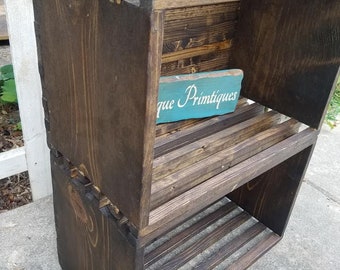 Rustic FARMHOUSE Wood CRATES x2 Reclaimed Wood Bathroom Kitchen Living Room Bedroom Storage Stackable Bookcase Home Decor Custom Sizes Color