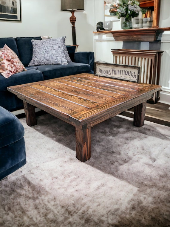 RUSTIC FARMHOUSE COFFEE Table Extra Large Square Farm House Country Living Wood Custom Sizes Colors Unique Primtiques Wood Art Piece Etsy